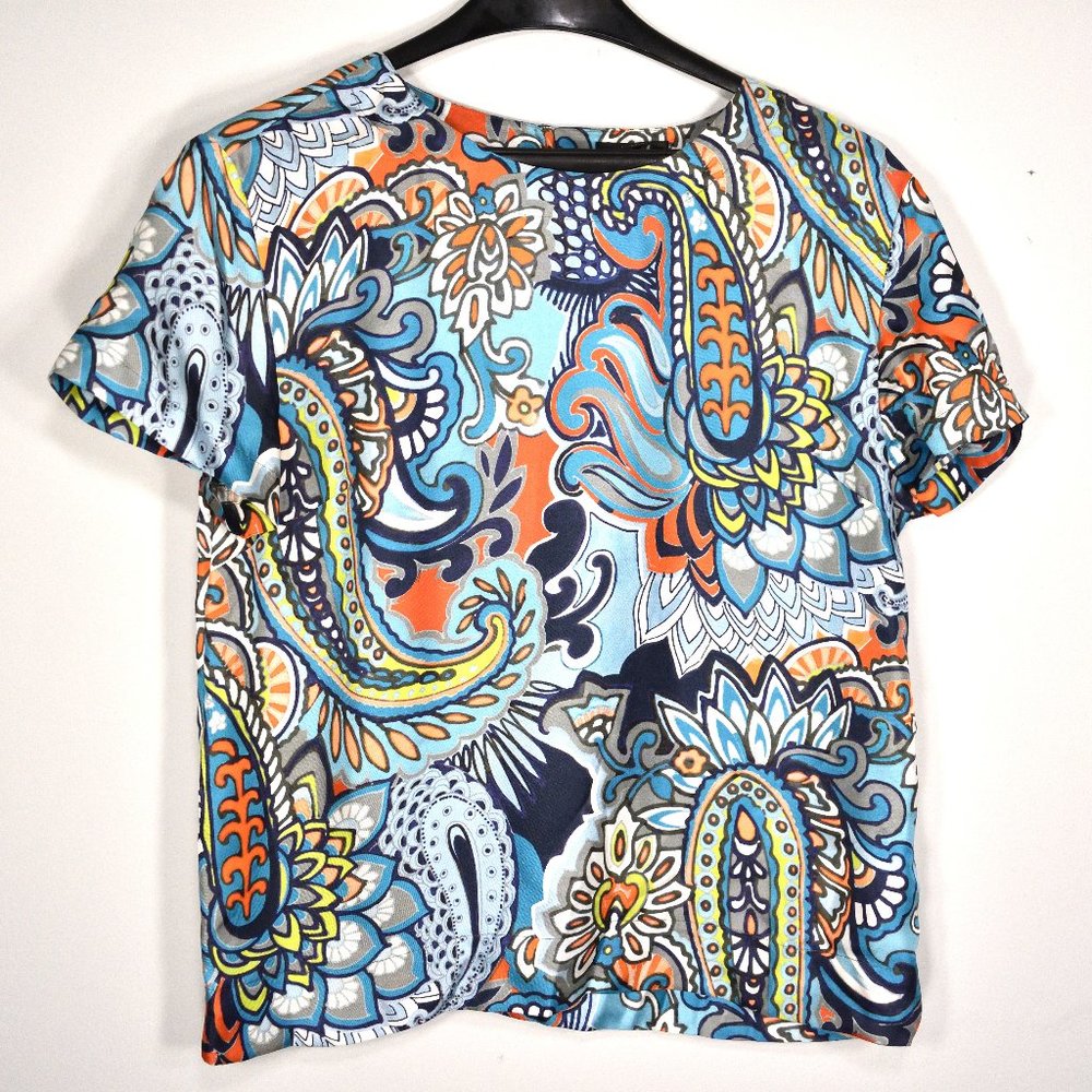 J. Crew Silk Blouse Colorful Paisley 6